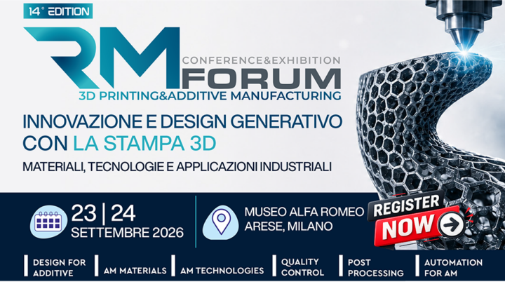 RM FORUM 2026: due giornate dedicate al futuro dell’Additive Manufacturing
